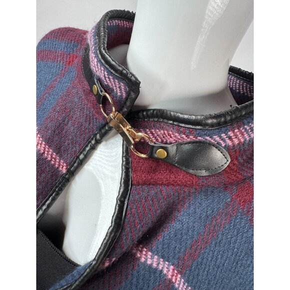 Apt. 9 Womens Plaid Poncho With Faux Leather Trim & Clasp Closure - Picture 2 of 16